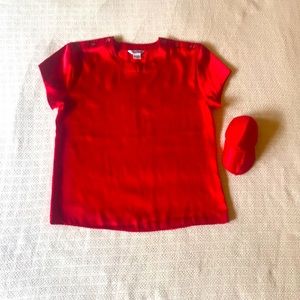 Vintage Paul Stanley Red Silk Short Sleeve Top Sz6